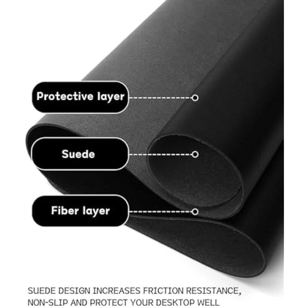 YSAGi Waterproof PVC Leather Desk Pad – Non-Slip Writing Mat, Black