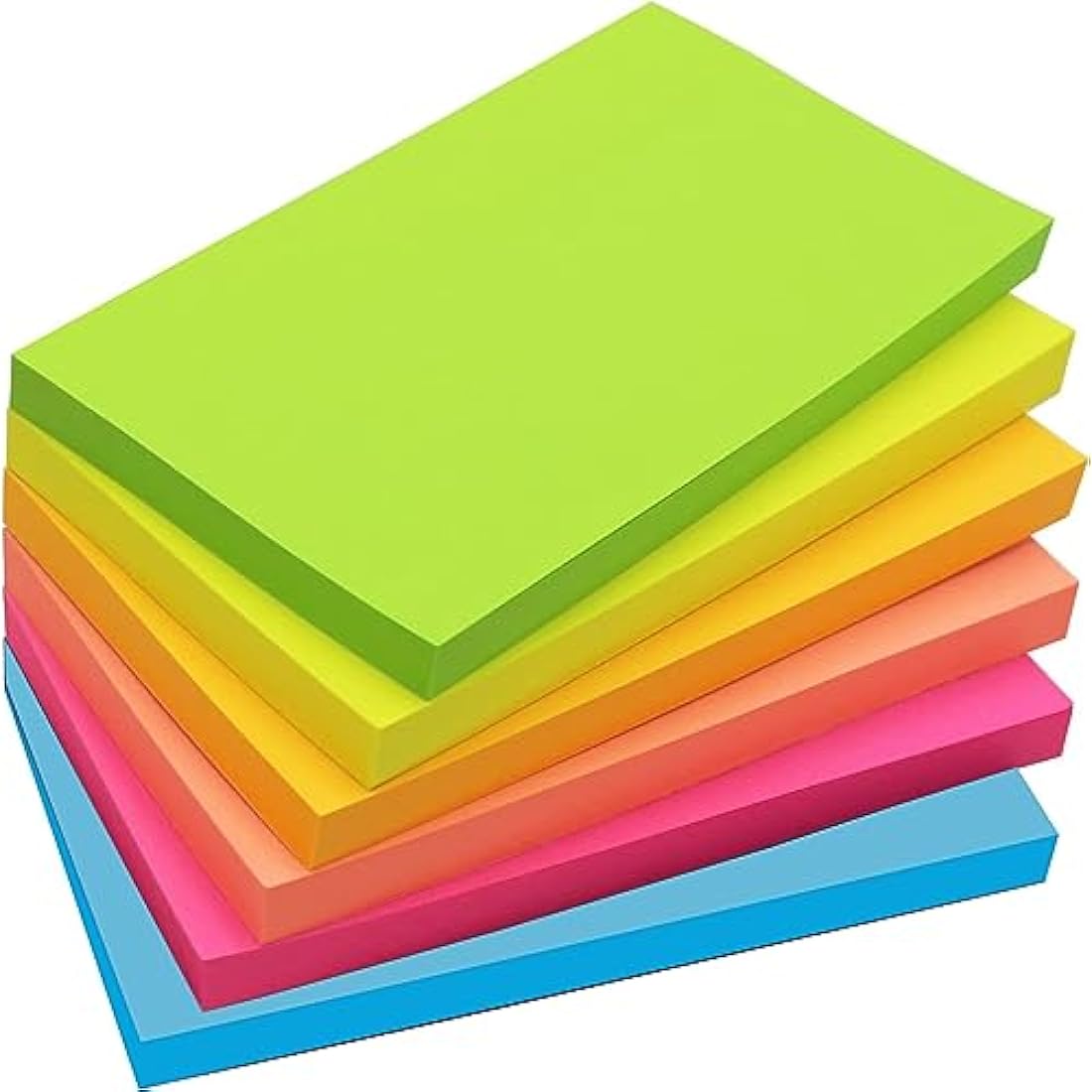 Large Sticky Notes | 3x5 Inch Neon Self-Stick Pads, 6 Pack