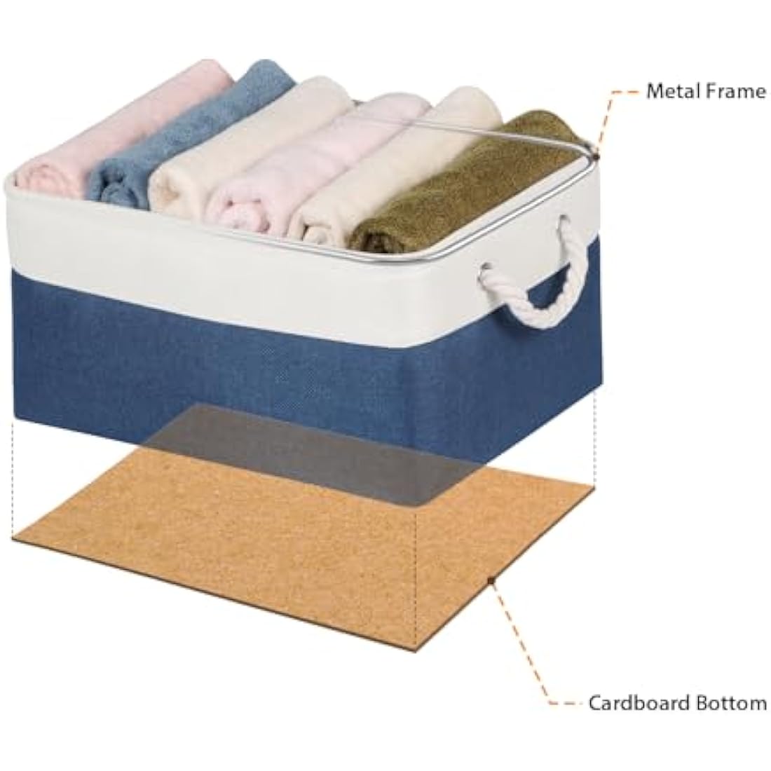 Foldable Linen Storage Baskets – Blue Fabric Bins, 3 Pack