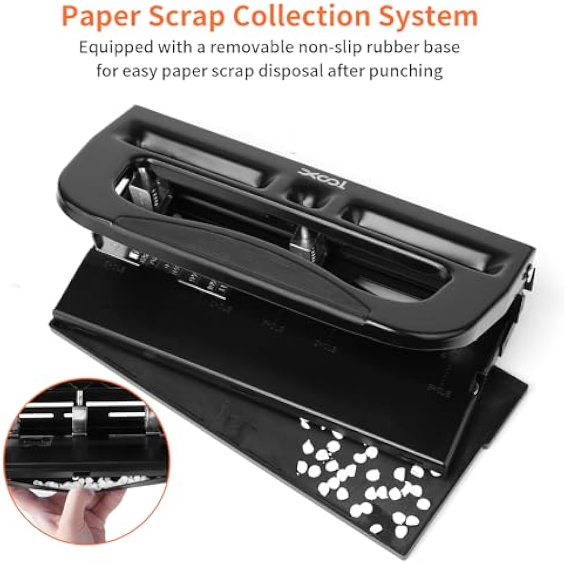 XOOL Heavy Duty 3 Hole Punch | 40-Sheet Capacity Adjustable Metal Puncher