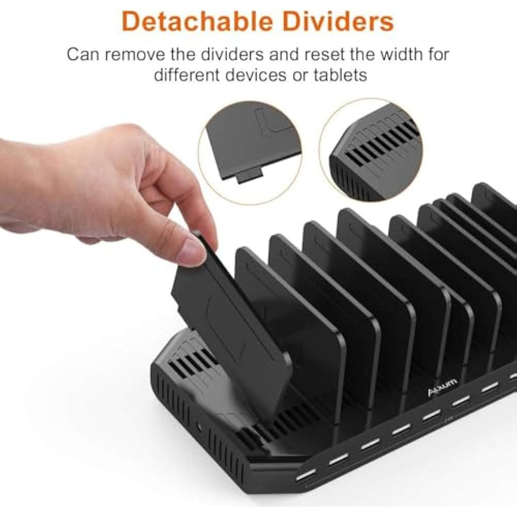 Alxum 60W 10-Port USB Charging Station | Fast Multi-Device Charger