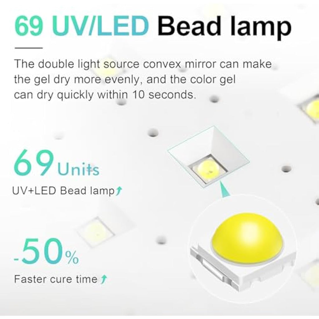 L'UGX 72W UV LED Nail Lamp with Arm Rest Pillow and Retractable Tray