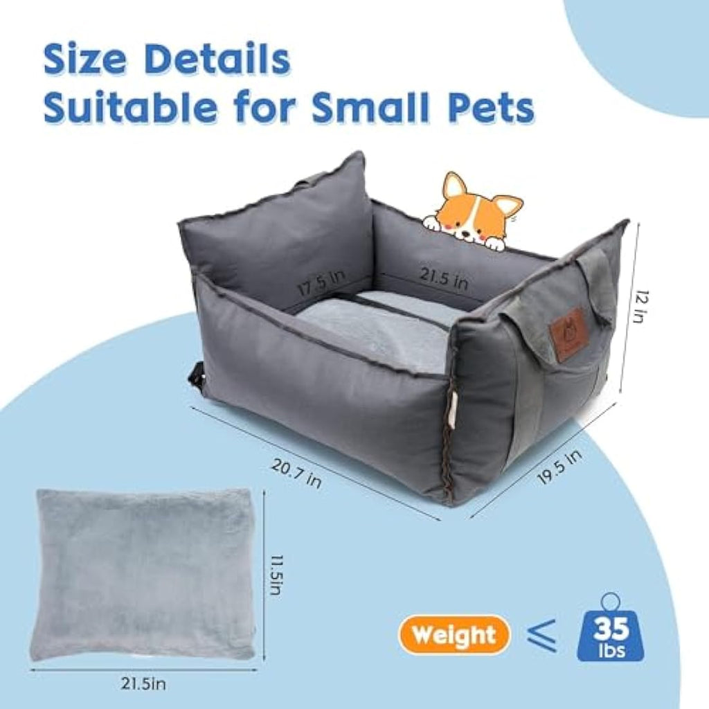 2-in-1 Dog Car Seat – Washable Waterproof Pet Booster Bed