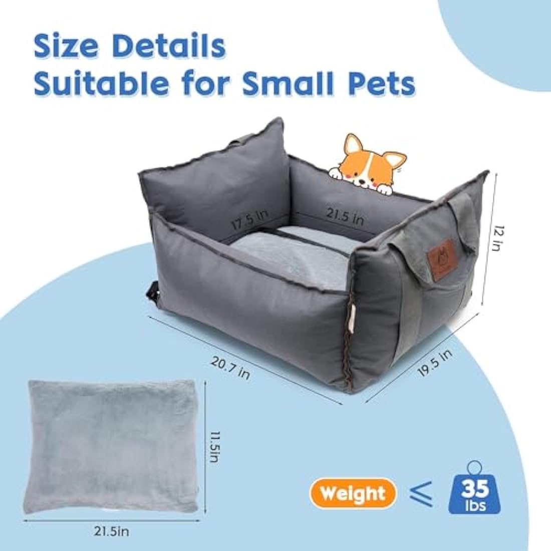 2-in-1 Dog Car Seat – Washable Waterproof Pet Booster Bed