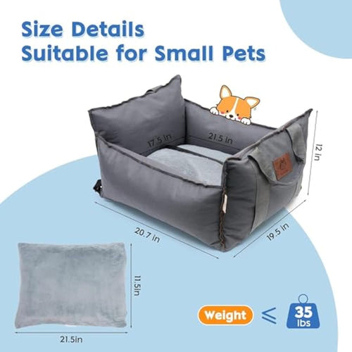 2-in-1 Dog Car Seat – Washable Waterproof Pet Booster Bed