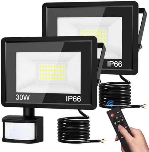 Vighep 30W LED Motion Sensor Security Lights | IP66 Waterproof - 2 Pack