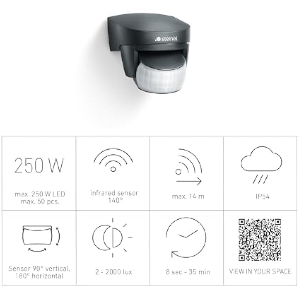 Steinel IS 140-2 Motion Sensor | 140° Infrared Detector - Black