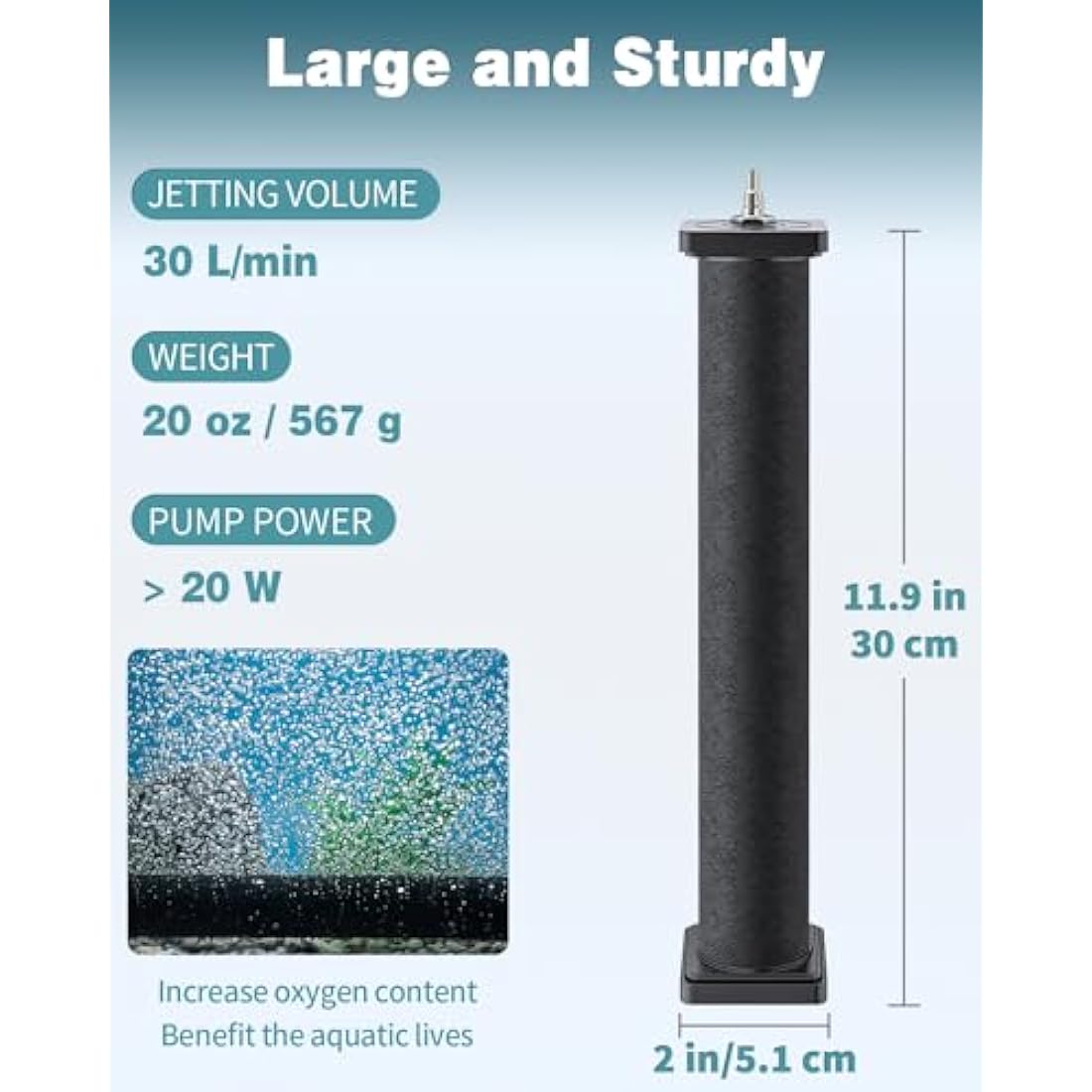 Pawfly 30cm Aquarium Air Stone Cylinder for Ponds & DWC Systems, 2 Pack