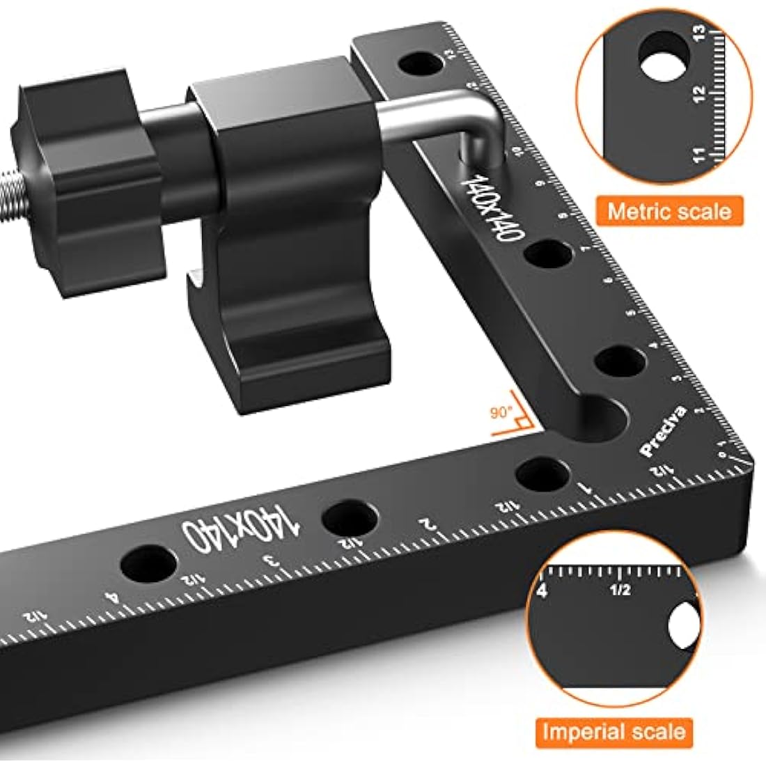 Preciva 90 Degree Right Angle Positioning Square Clamp - 5.5" Aluminum 2-Pack
