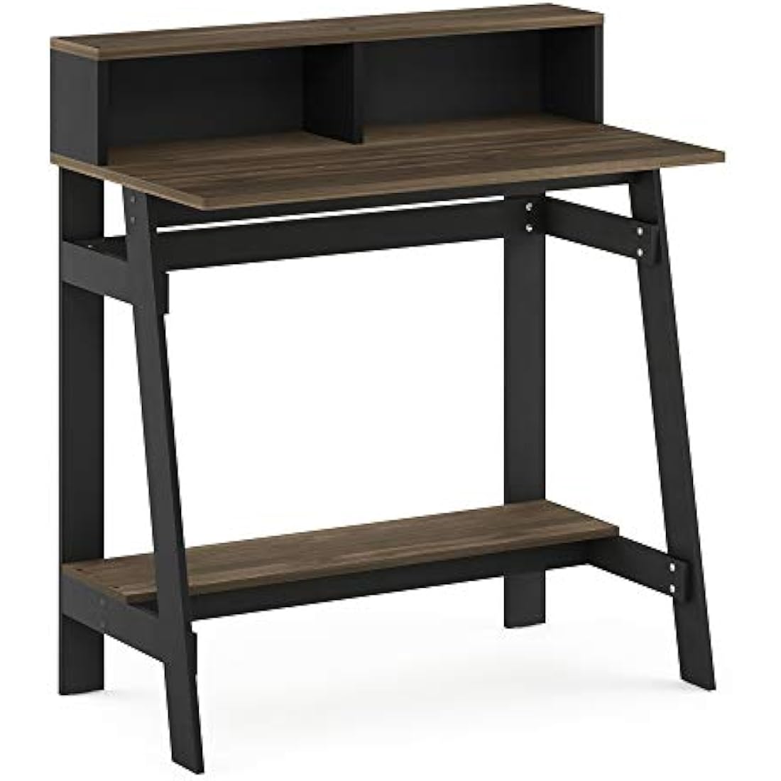 Furinno Simplistic A-Frame Computer Desk with Hutch - Columbia Walnut