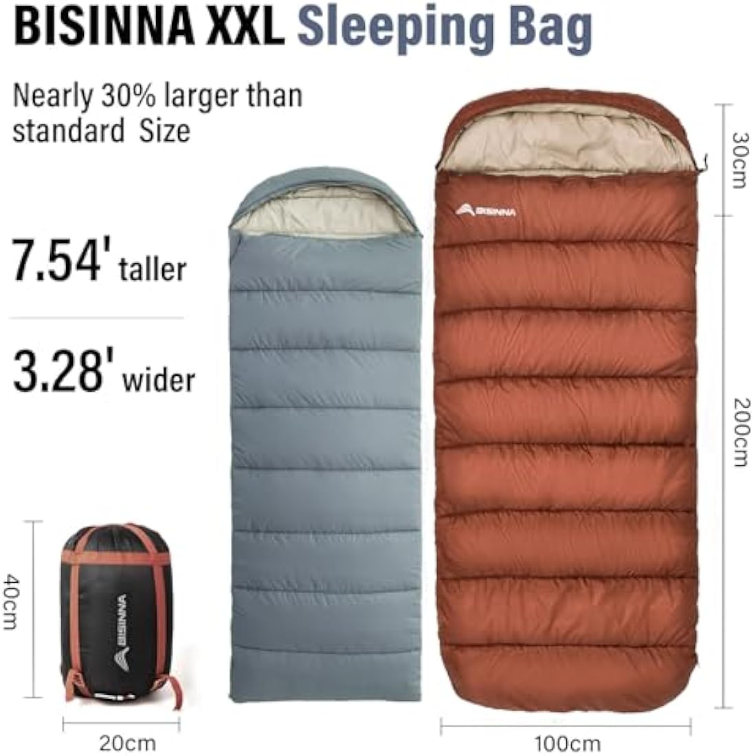 BISINNA XXL Sleeping Bag | Big and Tall 3-4 Season Waterproof Gear