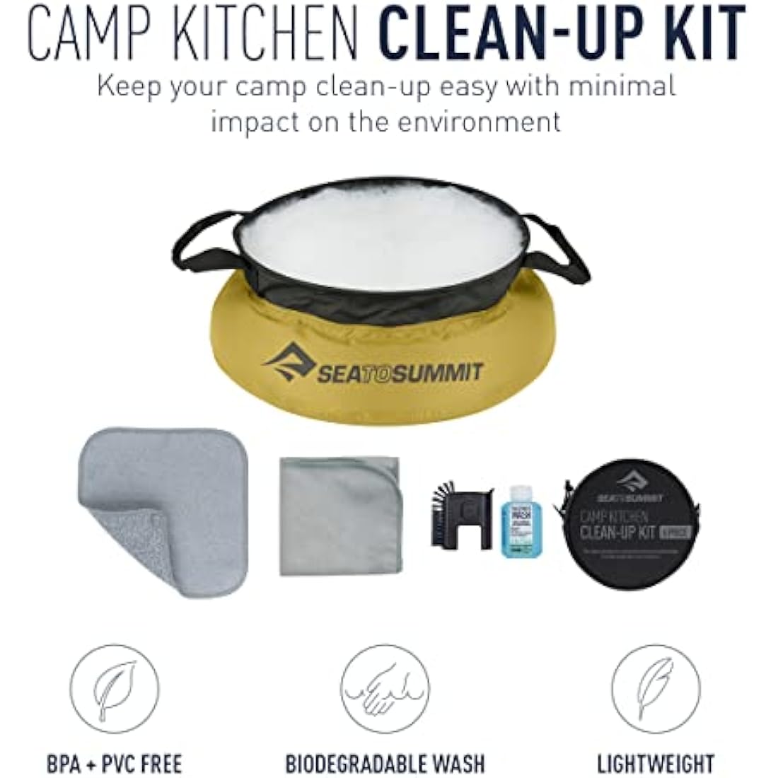 Sea to Summit Camp Kitchen Clean-Up Kit – Durable 6-Piece Outdoor Set