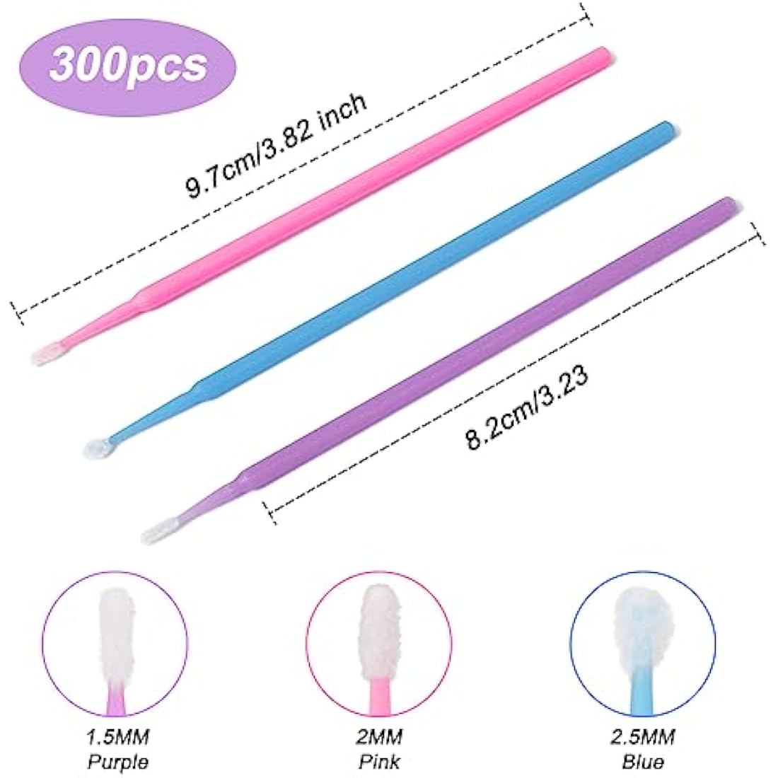 Shintop 300pcs Micro Applicator Brushes | Disposable Eyelash & Dental Tips