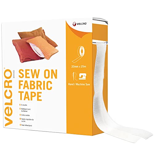 VELCRO Brand Sew On Fabric Tape | White Hook & Loop Fastener for Sewing