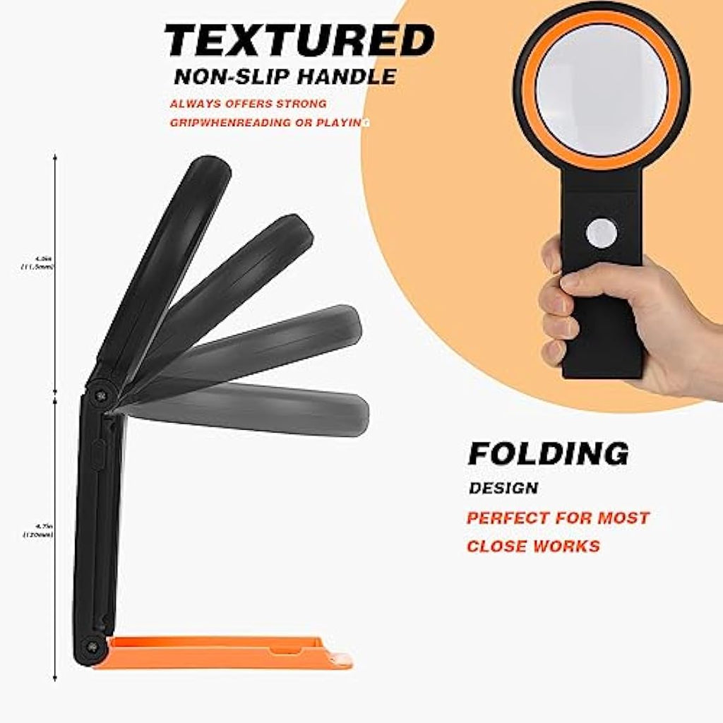30X 40X Magnifying Glass with 18 LED Light and Folding Stand