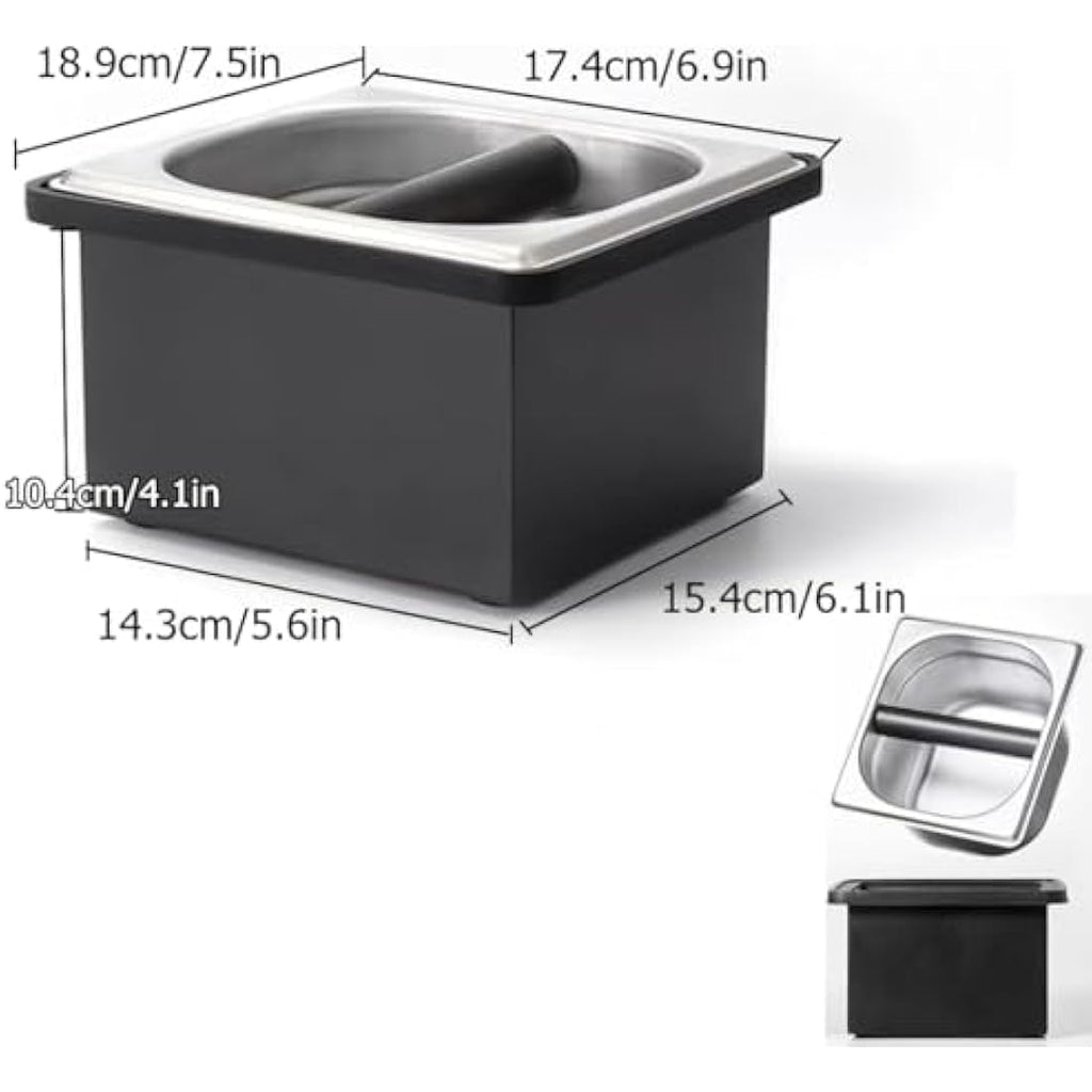 Jolof Store Stainless Steel Espresso Coffee Knock Box with Rubber Bar