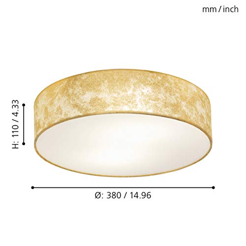 Eglo Viserbella Vintage Flush Ceiling Light | Gold Fabric & Steel