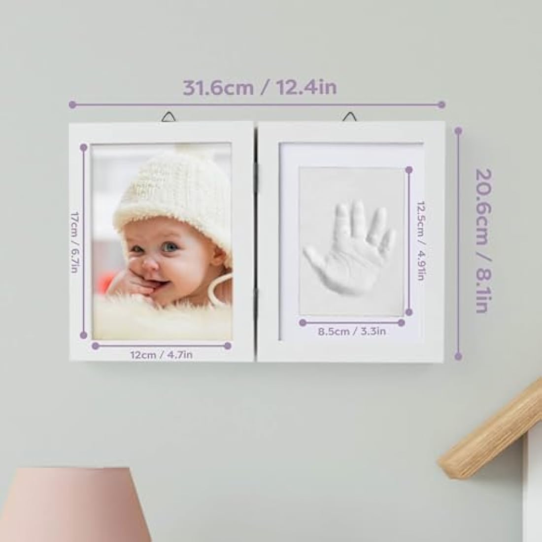 Chuckle Baby Hand and Foot Clay Print Photo Frame Keepsake Kit - White