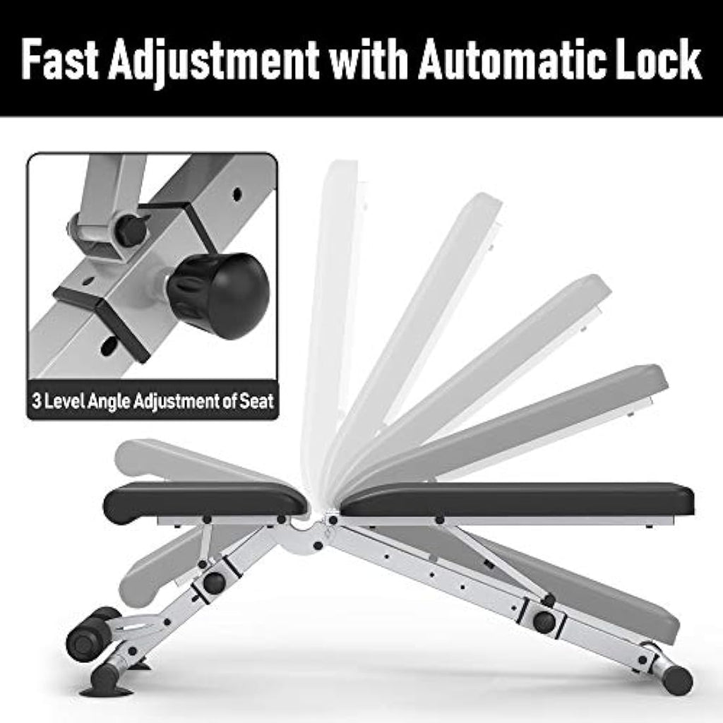 Leikefitness Adjustable Weight Bench | Foldable Heavy Duty Workout Bench