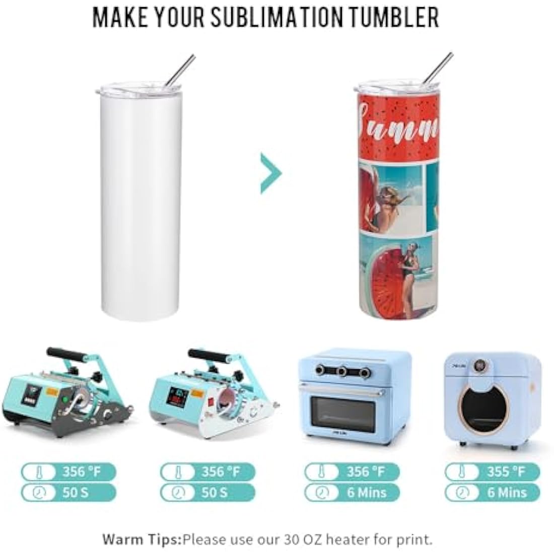 PYD Life Sublimation Skinny Tumbler | 20oz Straight Stainless Steel 4 Pack