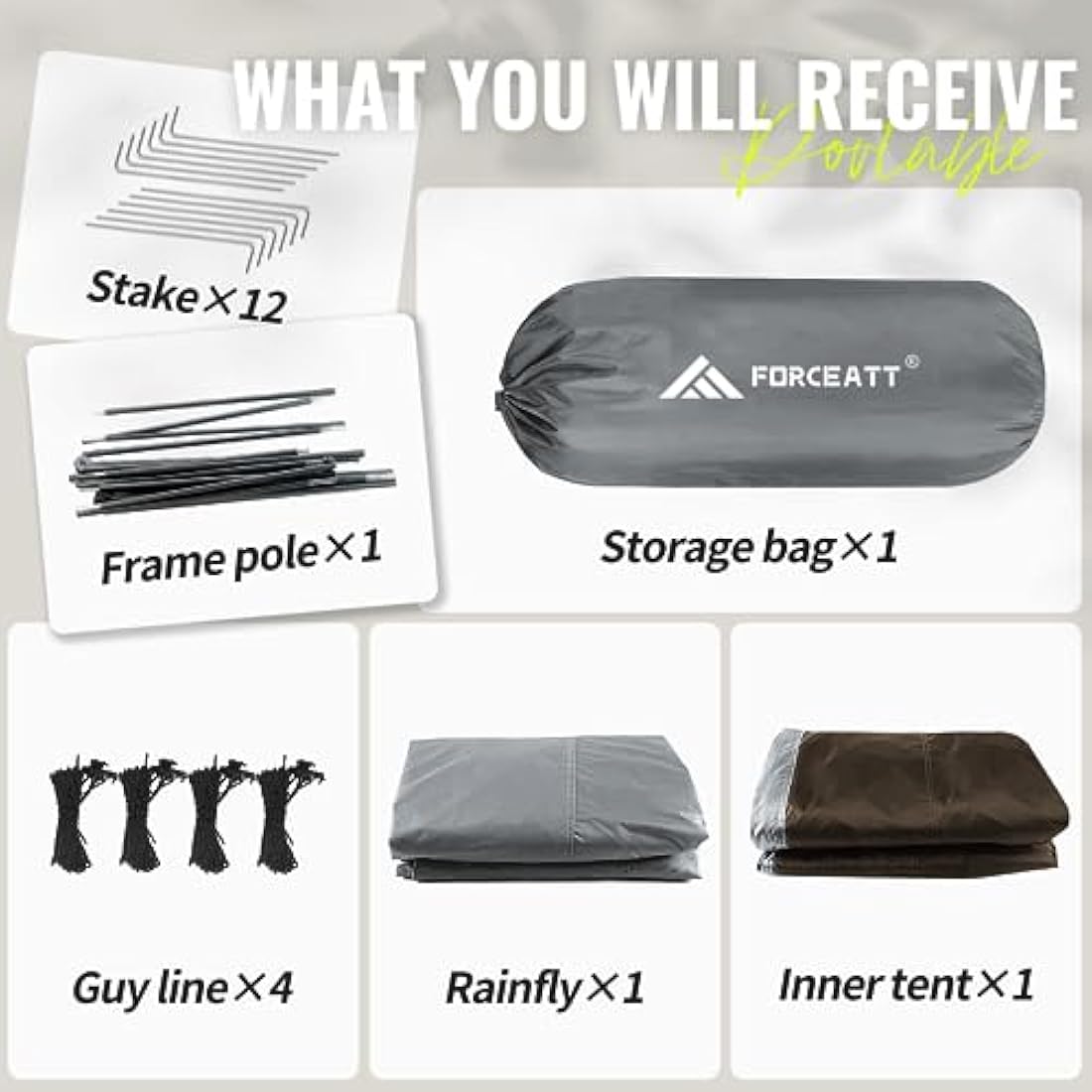 Forceatt 2-Person Camping Tent | PU3000mm Waterproof Backpacking Tent