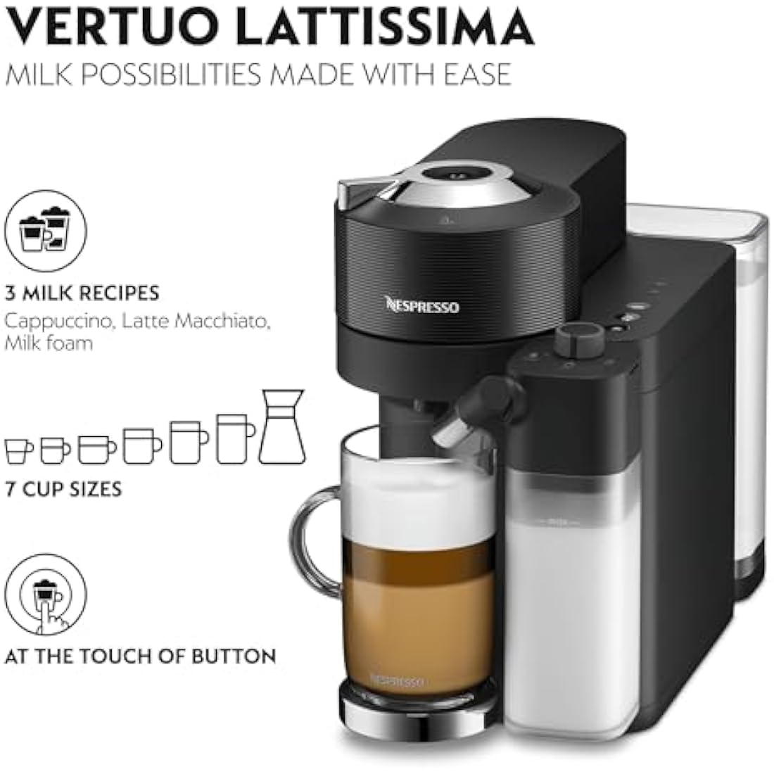 Nespresso Vertuo Lattissima by De'Longhi | Coffee & Milk Machine - Black
