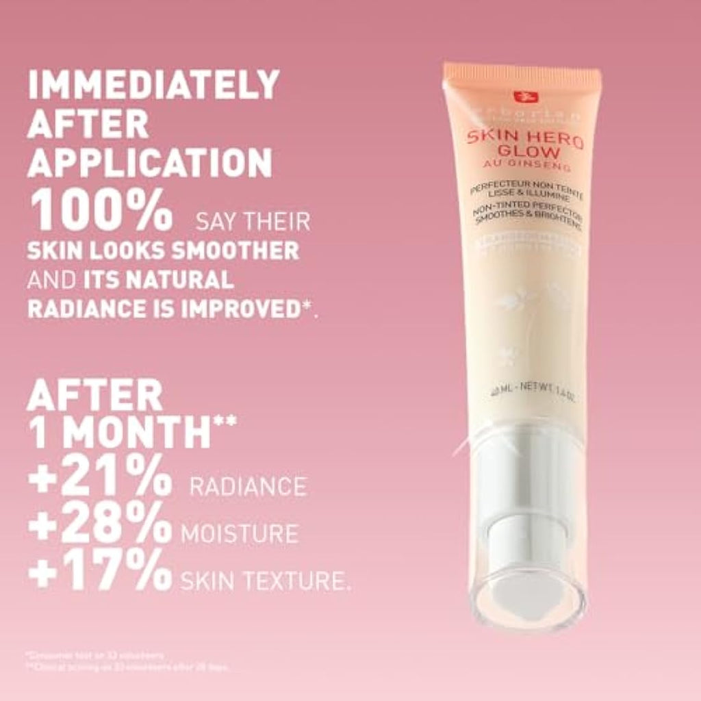 Erborian Skin Hero Glow – Non-Tinted Skin Perfector & Radiance Booster – 40ml