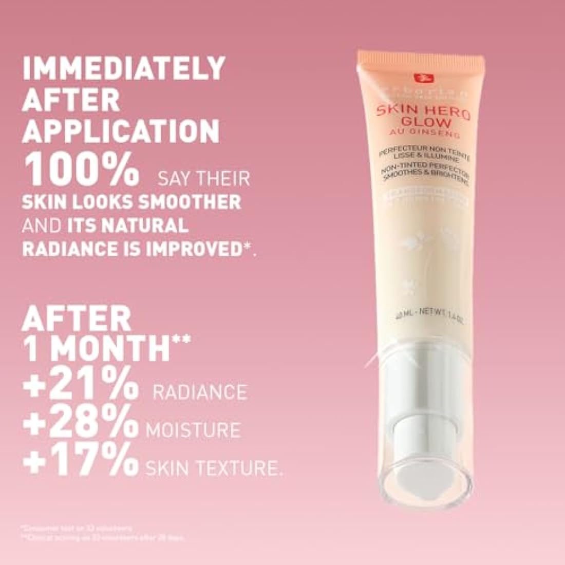 Erborian Skin Hero Glow – Non-Tinted Skin Perfector & Radiance Booster – 40ml