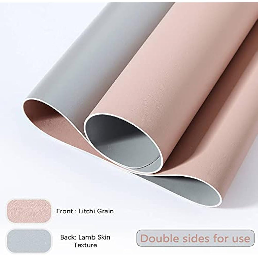 DOBAOJIA Large PU Leather Desk Pad – Waterproof Dual-Side Mouse Mat, Pink