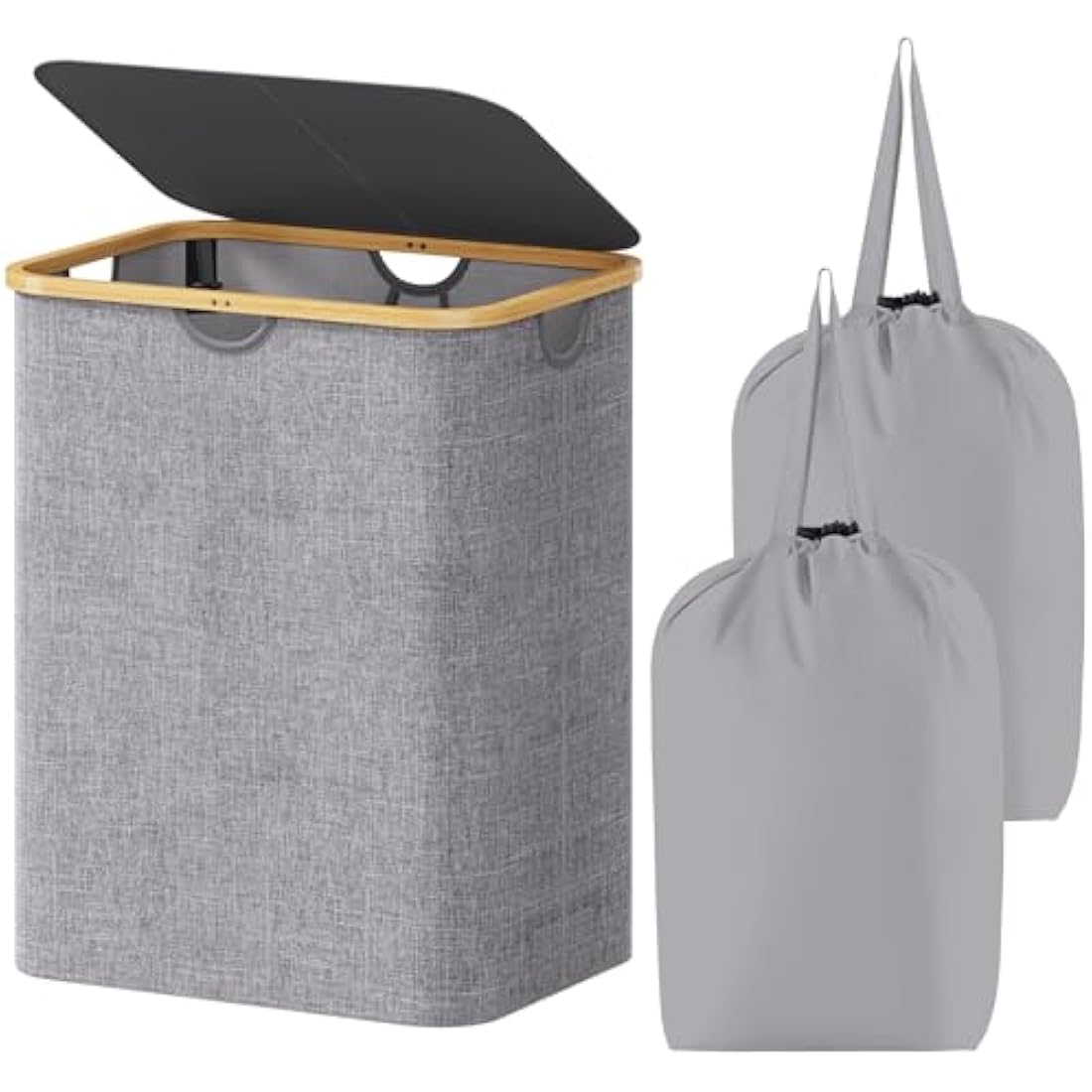 Lifewit 120L Laundry Basket with Lid | Foldable Bamboo Handle Hamper