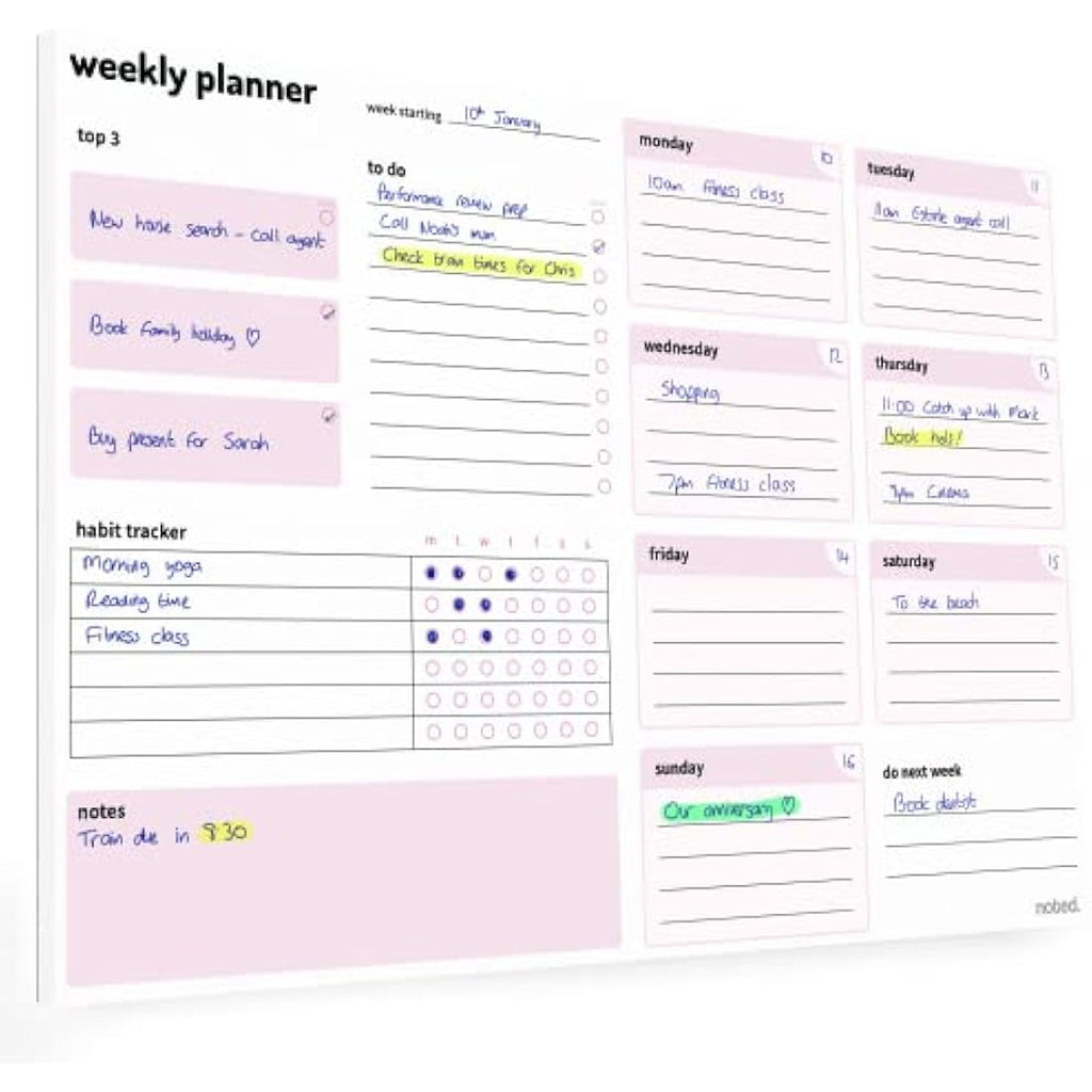 A4 Weekly Planner Pad – 52 Sheets with Habit Tracker & To Do
