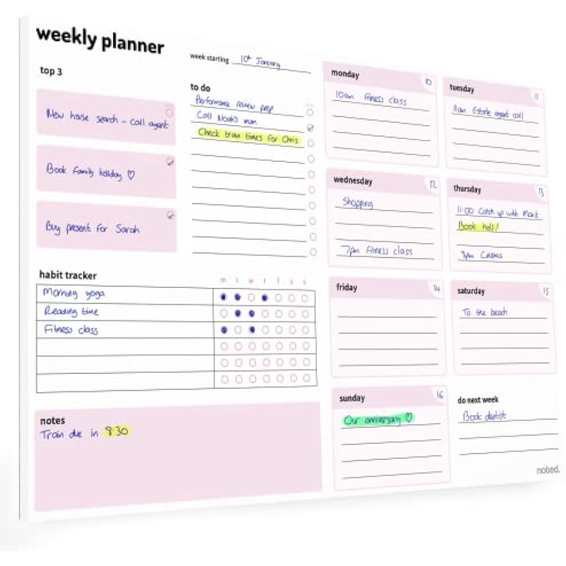 A4 Weekly Planner Pad – 52 Sheets with Habit Tracker & To Do