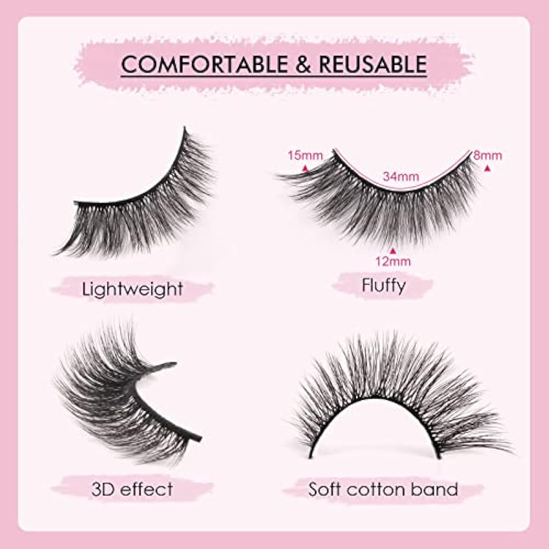 Jolof Store Cat Eye Faux Mink Lashes | Natural 3D Fluffy 5 Pair Pack
