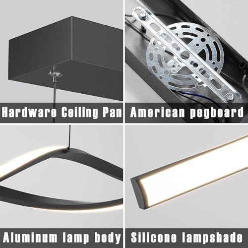 Mikeru 100CM Wave LED Pendant Light | Black Dimmable Modern Chandelier