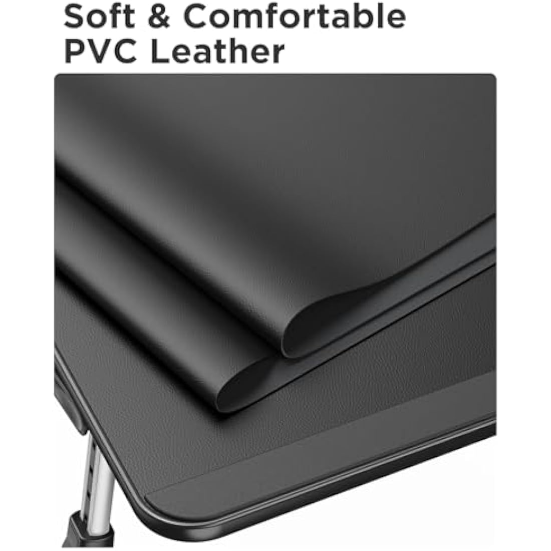 SAIJI Laptop Bed Desk – Adjustable Height & Angle Leather Lap Table, Black