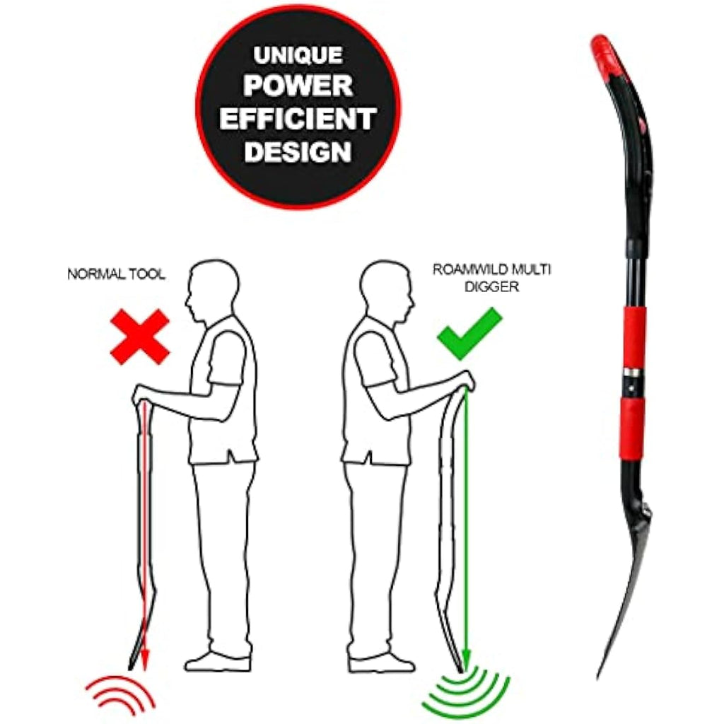 Roamwild Multi-Digger Garden Spade | Lightweight Fibreglass Root Cutter