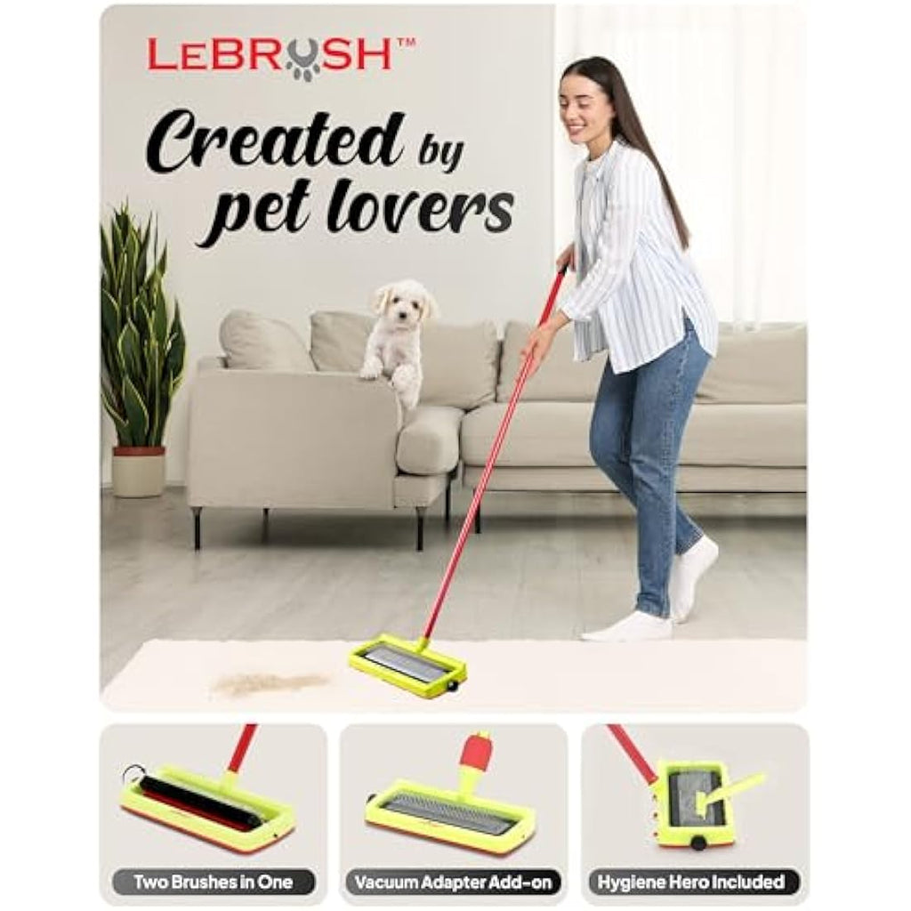 LeBRUSH 2.0 Pet Hair Remover Broom – Carpet Rake with Extendable Handle