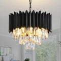 Modern K9 Crystal Chandelier – 3-Tier Black Round Light