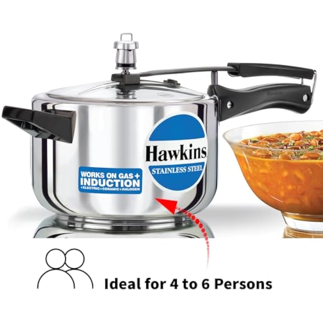 Hawkins Stainless Steel Pressure Cooker – 4 Litre Silver Pot