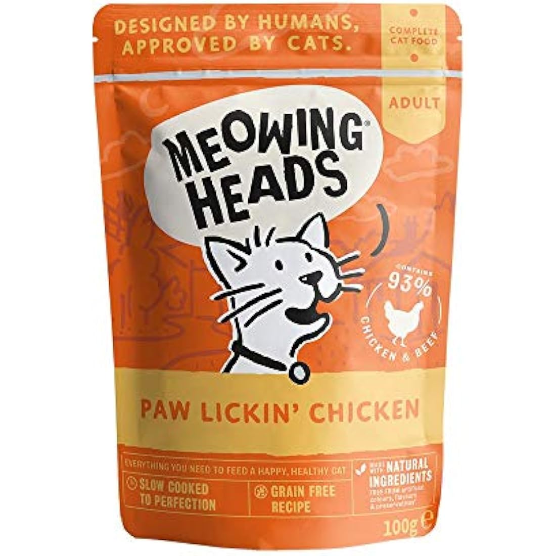 Meowing Heads Paw Lickin' Chicken Grain-Free Wet Cat Food (10 x 100g)