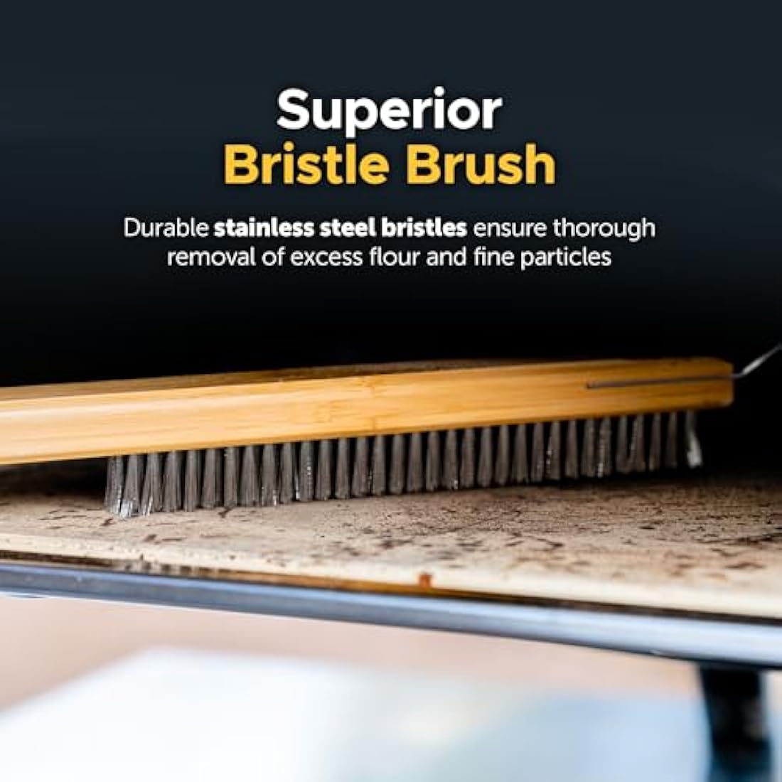 Ooni Pizza Oven Brush and Scraper – Stainless Steel Stone Cleaner