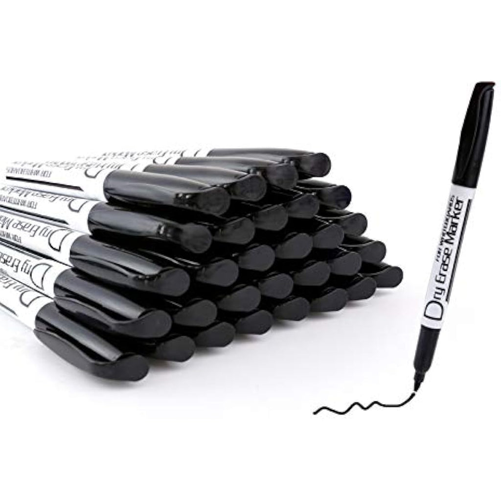 Volcanics Dry Erase Markers – 30 Pack Black Fine Tip Low Odour Pens
