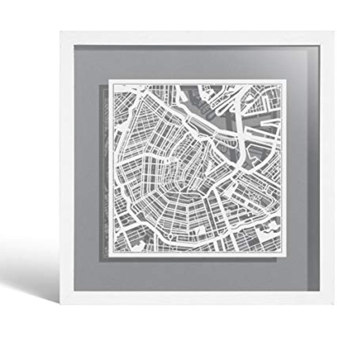 Jolof Store Amsterdam Paper Map Art - 9x9 White Frame Wall Decor