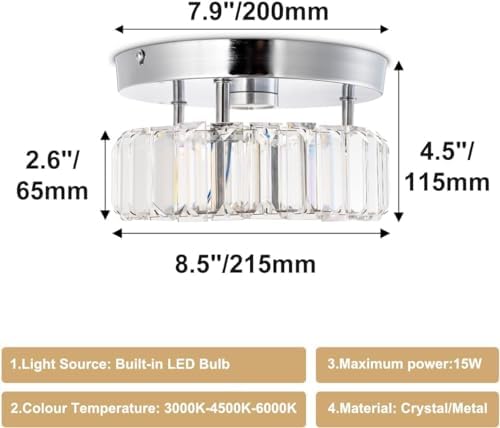 Mini Crystal Chandelier | Dimmable LED Round Ceiling Light