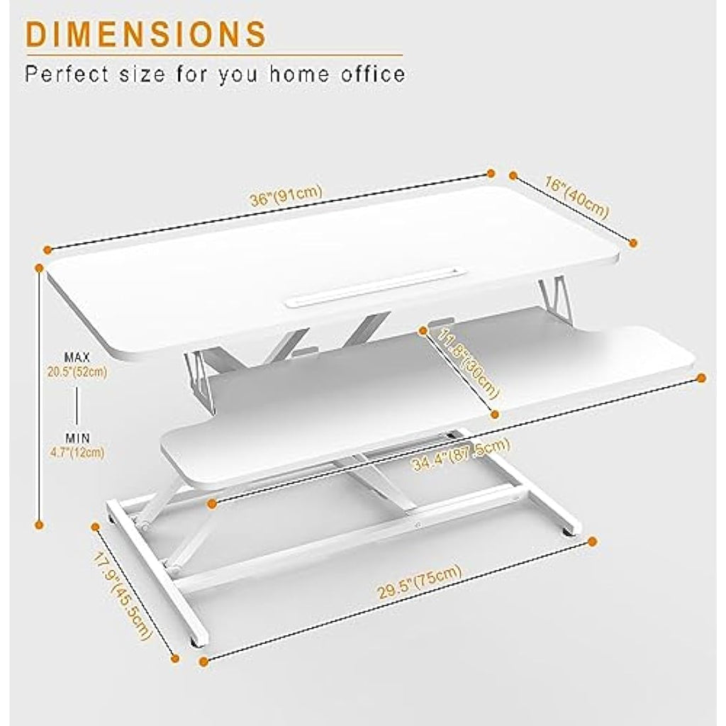 ERGOMAKER Standing Desk Converter | 36" Height Adjustable Dual Monitor Riser