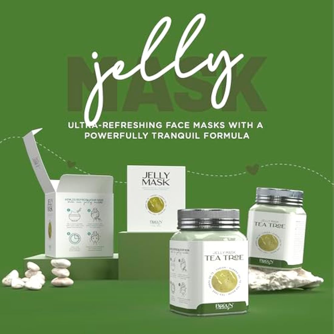 BRÜUN Tea Tree Jelly Mask – Peel-Off Rubber Face Mask Powder, 23 fl oz