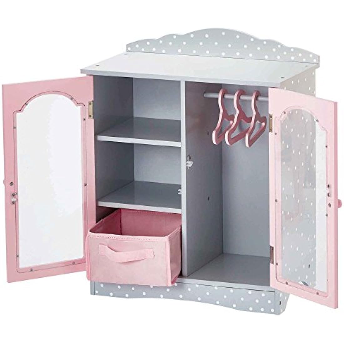 Olivia's Little World Wooden Doll Closet for 18" Dolls – Grey/Pink