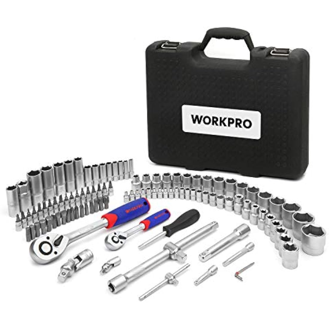 WORKPRO 108-Piece Socket Set | 1/4" & 1/2" CR-V Mechanic Tool Kit