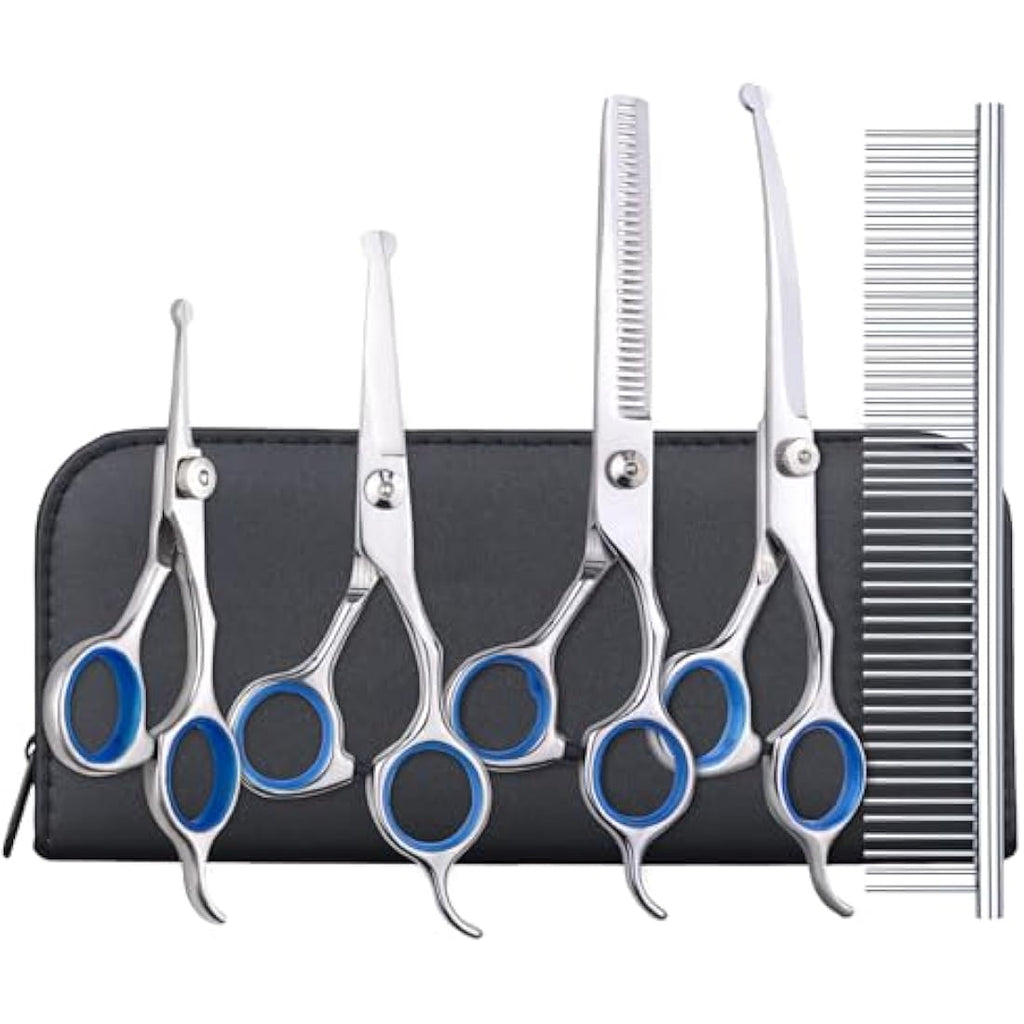 Everesta 5-Piece Dog Grooming Scissors Kit with Safety Round Tips