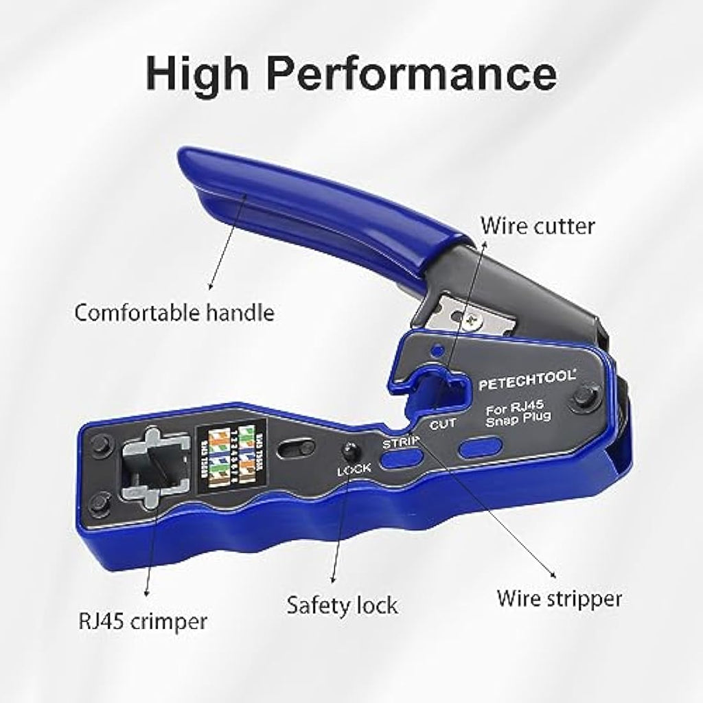 RJ45 Pass Through Crimp Tool Kit for Cat6 Cat5e Cat6a